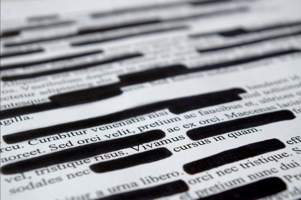 A block of text which has been redacted